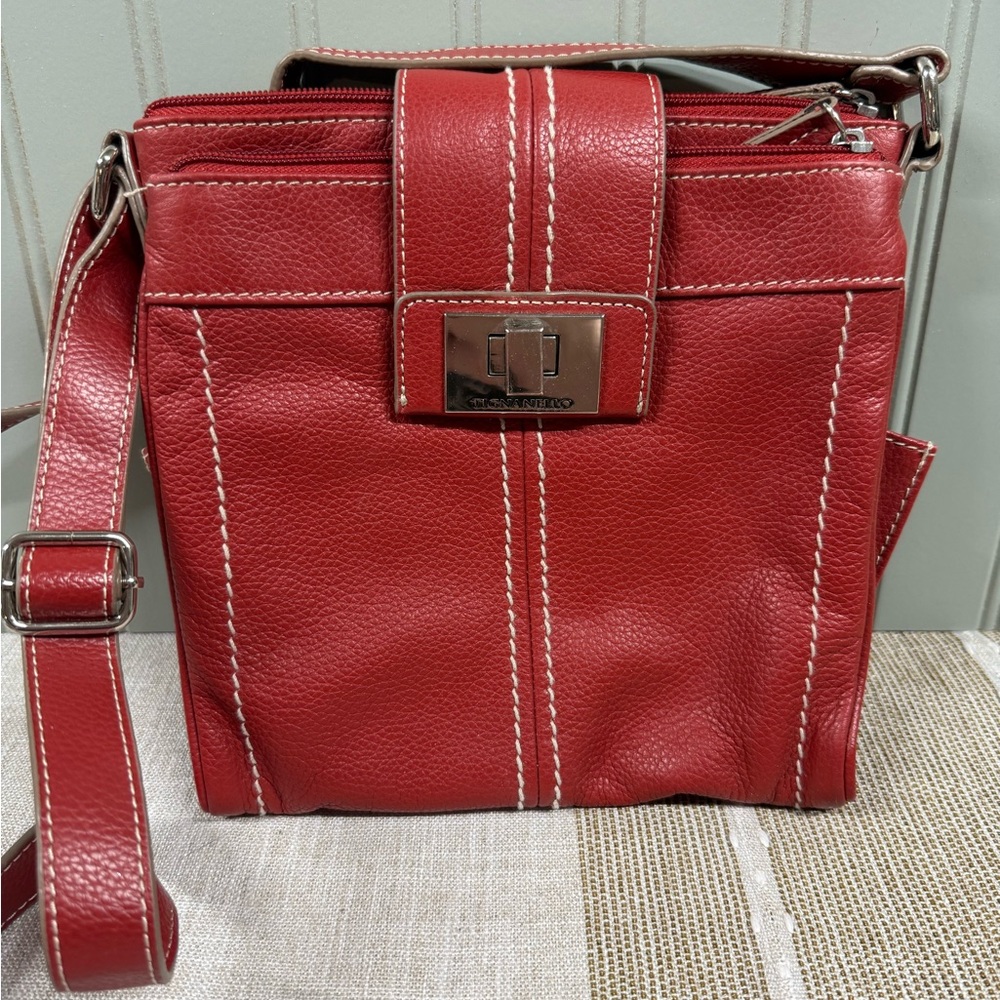 Tignanello Red Leather Crossbody Bag